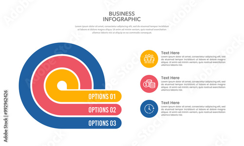 Infographic target with 3 steps to success. Business goal, Business presentation, Planning, and Management. Vector illustration.