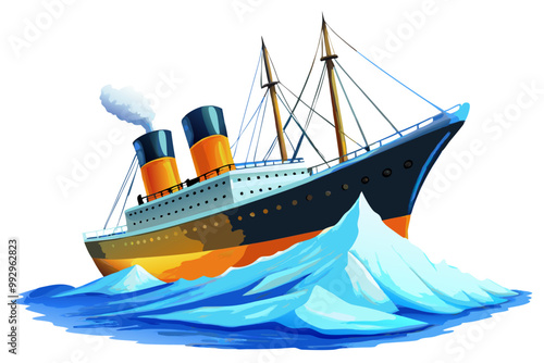 Titanic vector image, isolated on white background
