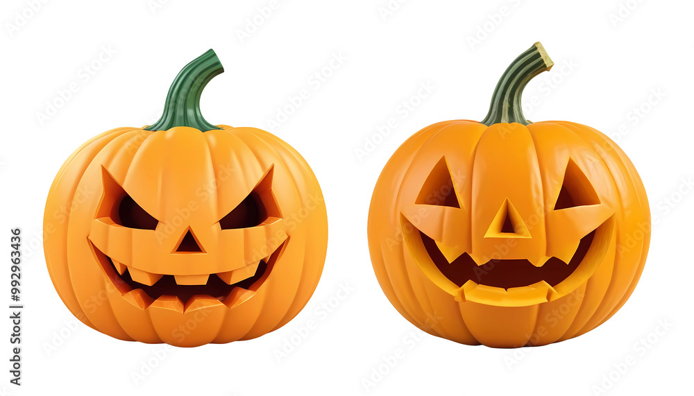 3d rendering halloween pumpkins isolated on transparent background, PNG file add 3d rendering halloween pumpkins isolated on transparent background, PNG file add
