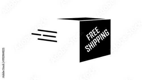 free shipping, black isolated silhouette