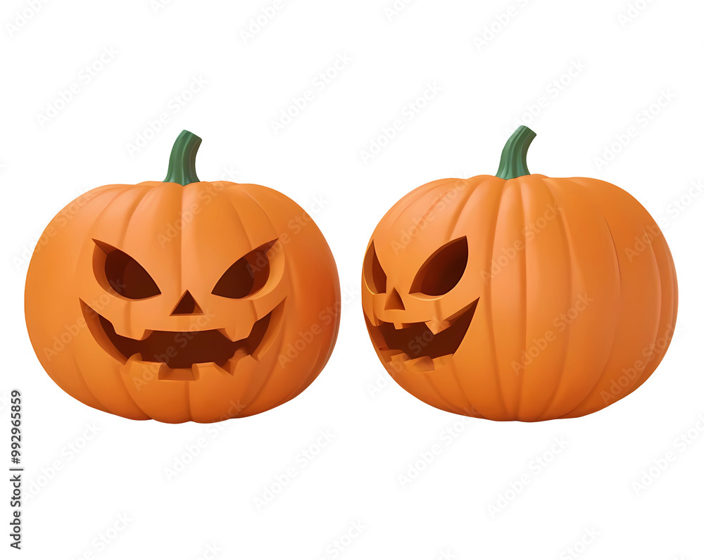 Fototapeta premium 3d rendering halloween pumpkins isolated on transparent background, PNG file add