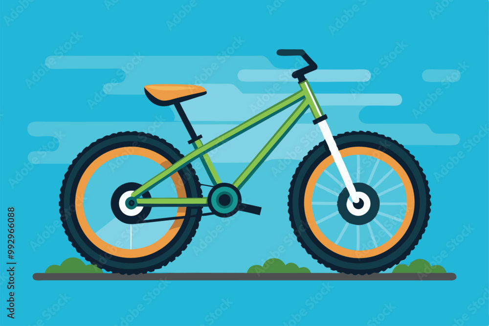 Fototapeta premium A colorful, customizable bicycle design suitable for various creative uses and projects, Customizable semi-flat bike trial illustration.