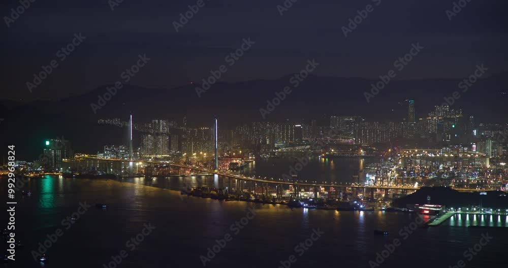 Hong Kong Cityscape Night Timelapse of Bridge Traffic and City Lights Skyscrapers Hong Kong Cityscape Night Timelapse of Bridge Traffic and City Lights Skyscrapers