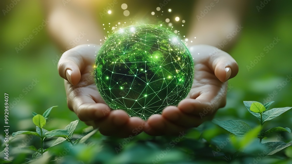 An ESG icon concept highlights the connection between environment ...