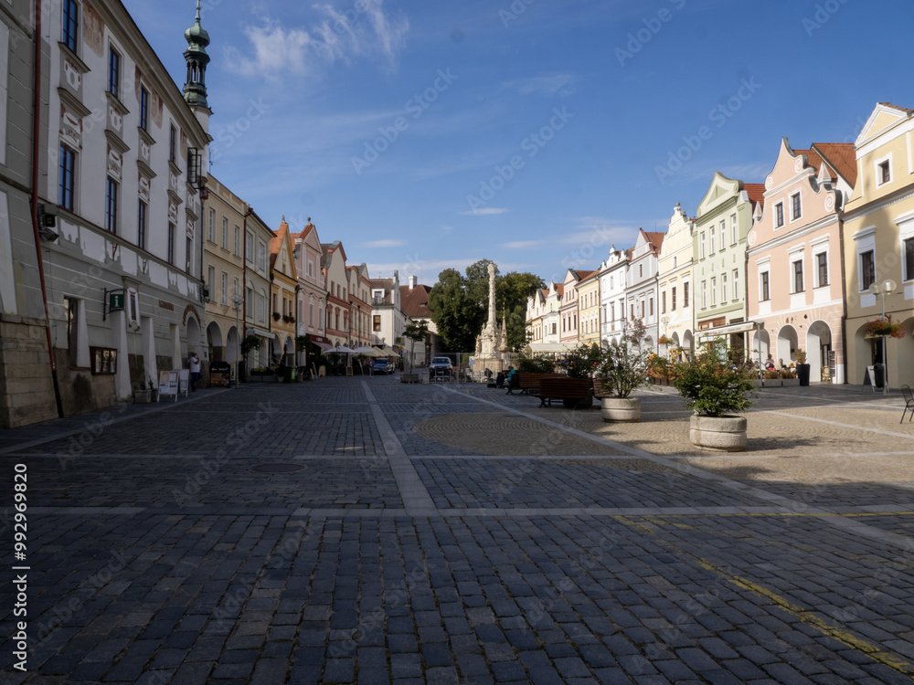 Original houses on the historic Třeboň Square, Czech Republic Original houses on the historic Třeboň Square, Czech Republic
