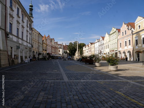 Obraz na płótnie Original houses on the historic Třeboň Square, Czech Republic w salonie