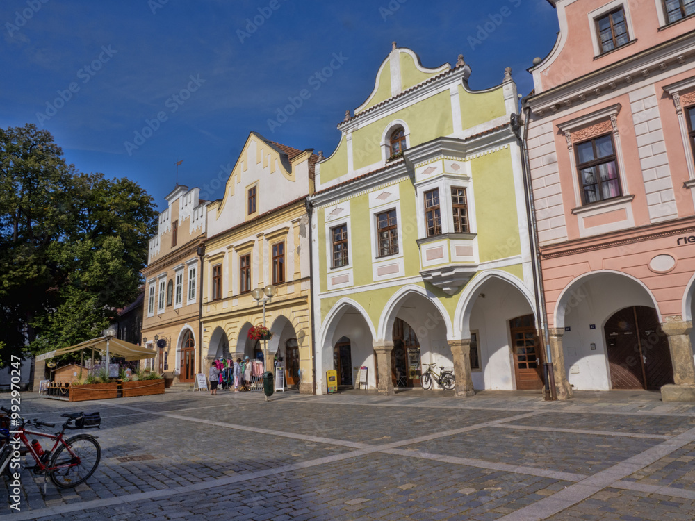 Original houses on the historic Třeboň Square, Czech Republic