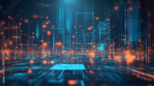 Wallpaper Mural abstract futuristic data computer technology business background.  Torontodigital.ca