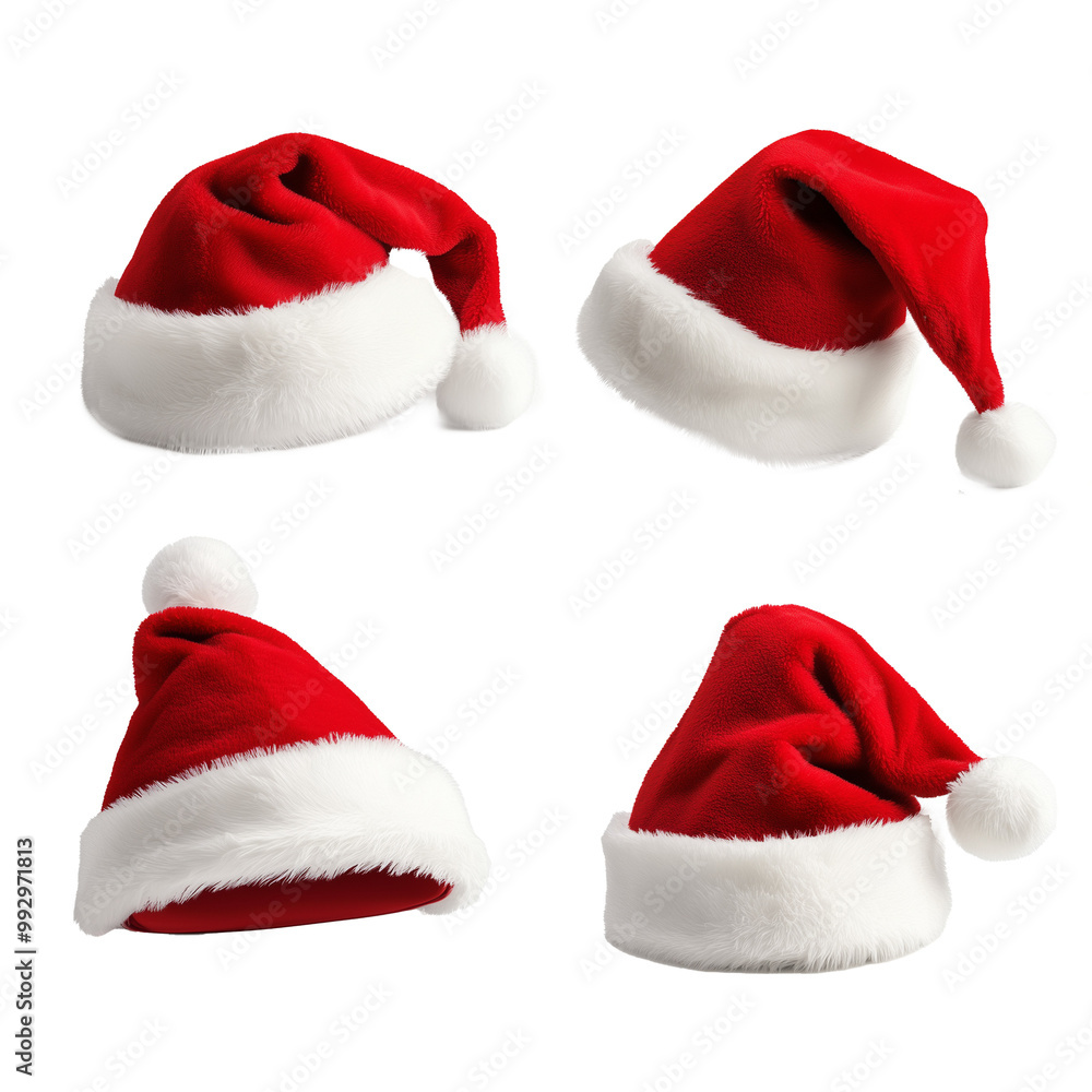 Santa claus hat collection isolated on white background Santa claus hat collection isolated on white background