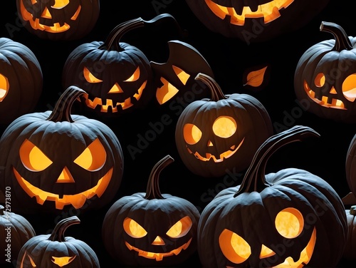 seamless pattern carving pumpkin jack o lantern background