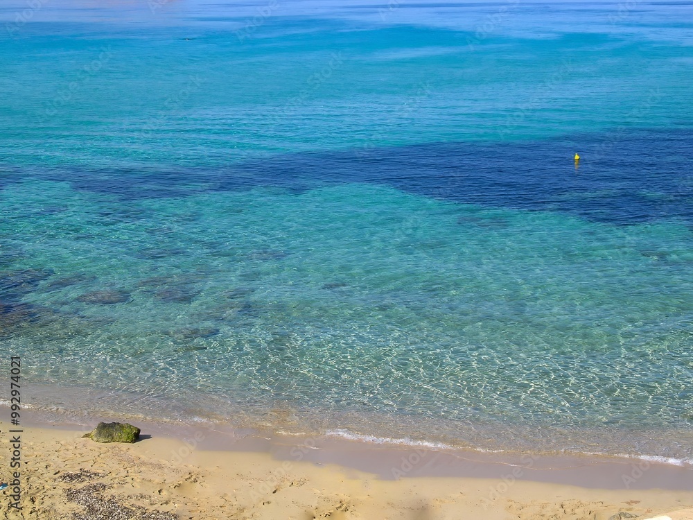 Fototapeta premium hidden cove with rock beach on the island of Ibiza. High quality photo