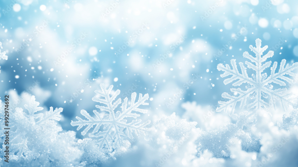 Snowflakes On Snow - Christmas And Winter Background Snowflakes On Snow - Christmas And Winter Background