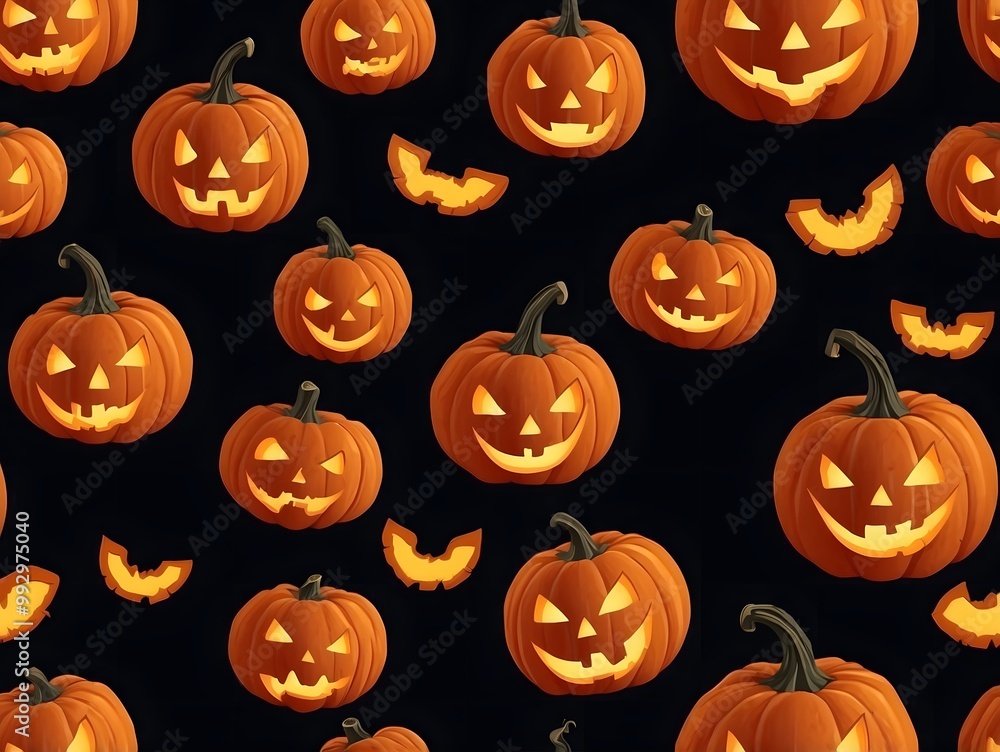 seamless pattern carving pumpkin jack o lantern background seamless pattern carving pumpkin jack o lantern background
