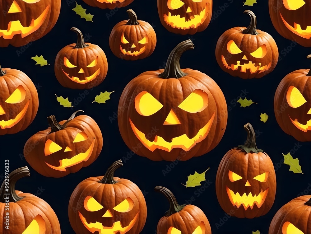 seamless pattern carving pumpkin jack o lantern background seamless pattern carving pumpkin jack o lantern background
