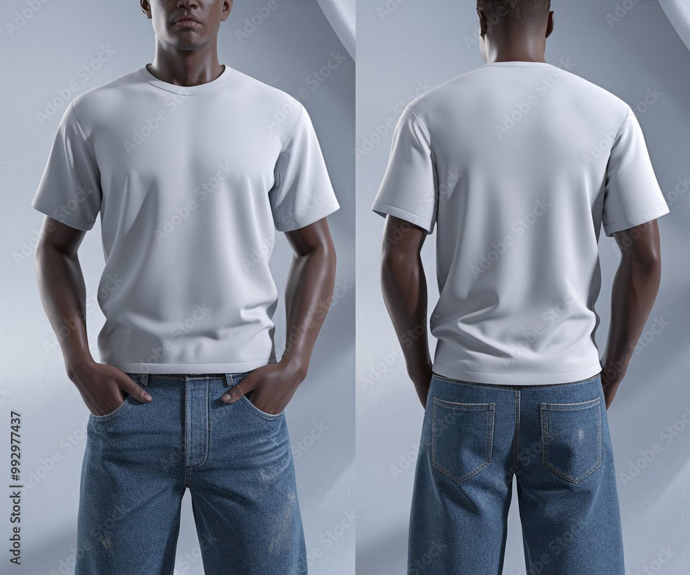 Mockup Set of isolated Understated Style Blank white tshirt with front and back views Mockup Set of isolated Understated Style Blank white tshirt with front and back views