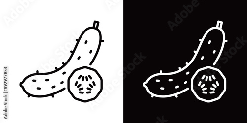 きゅうりの断面のシンプルなラインアイコン