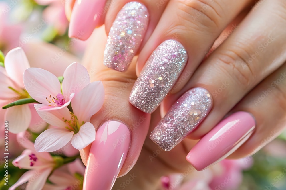 Elegant Light Pink Nails with Sparkles Perfect for Beauty, Fashion, and Nail Art Enthusiasts Elegant Light Pink Nails with Sparkles Perfect for Beauty, Fashion, and Nail Art Enthusiasts
