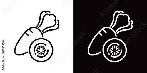 にんじんの断面のシンプルなラインアイコン