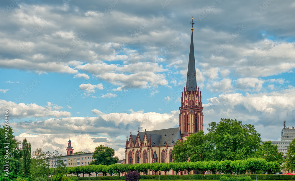 Fototapeta premium Frankfurt, a central German city on the Main River, Germany