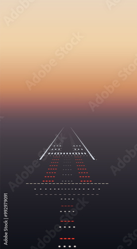 Runway lights. Vector illustration. Sketch for creativity.