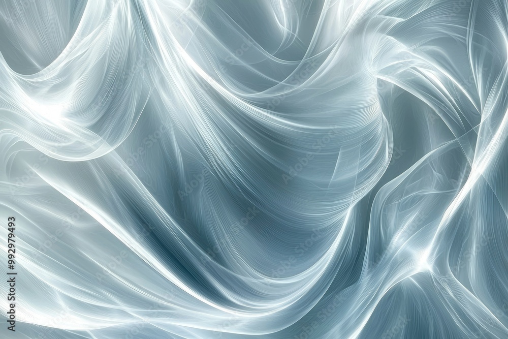 Abstract Flowing White Fabric with Gray Background Abstract Flowing White Fabric with Gray Background