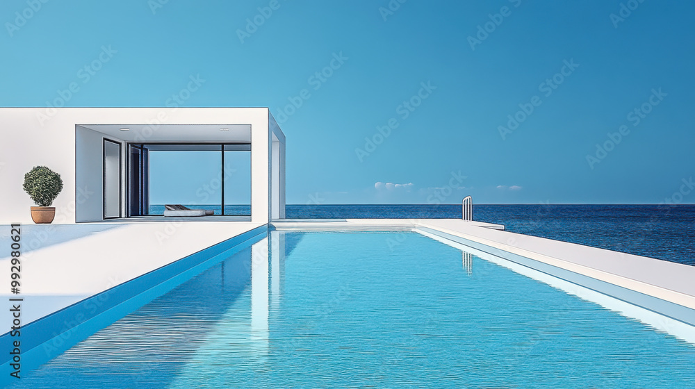 Fototapeta premium modern luxury summer villa with infinity pool