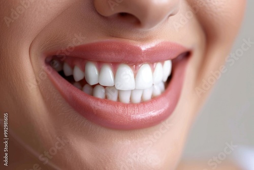 Smiling Teeth. Closeup of White Teeth, Woman's Beautiful Healthy Smile