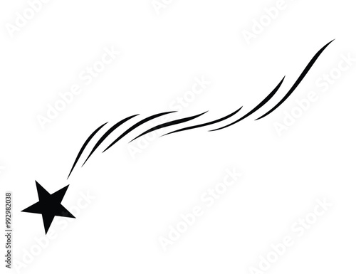 Shooting star icon. Falling meteorite or comet. Comet tail or star trail vector illustration isolated on white background