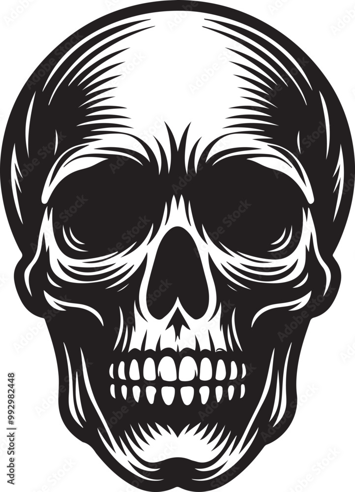 Fototapeta premium Skull Silhouette: Gothic Icon, Halloween Symbol, Death Concept, Spooky Design, Flat Vector Illustration, Crossbones and Skull vector icon set. Cartoon crossbones and skull icons.