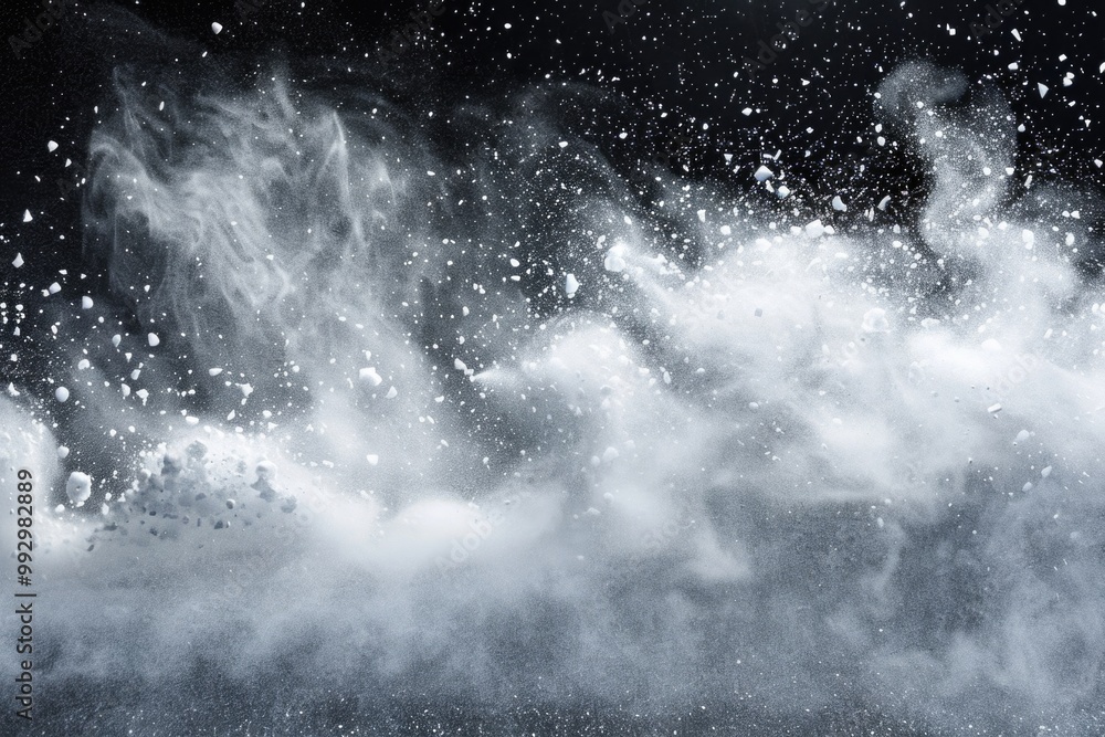 Snow Isolated. Abstract Powder Dust Cloud in Dark Background Snow Isolated. Abstract Powder Dust Cloud in Dark Background