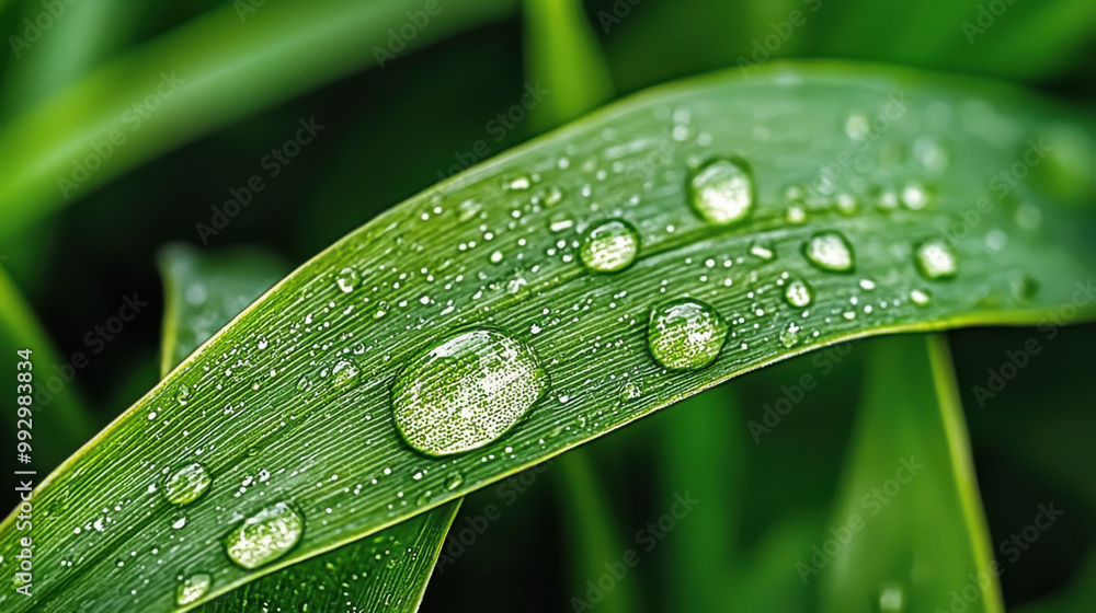 Beautiful large drop morning dew in nature