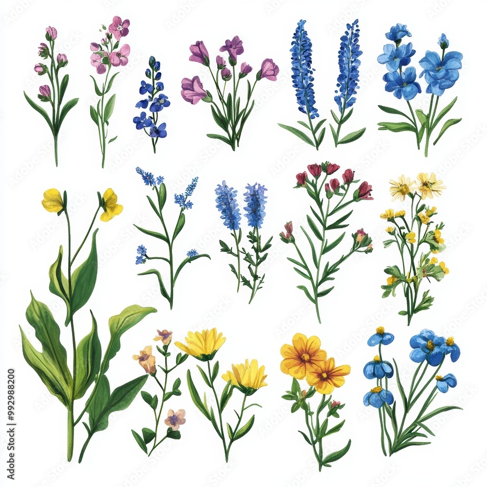 Watercolor Wildflowers. Watercolor Wildflowers.