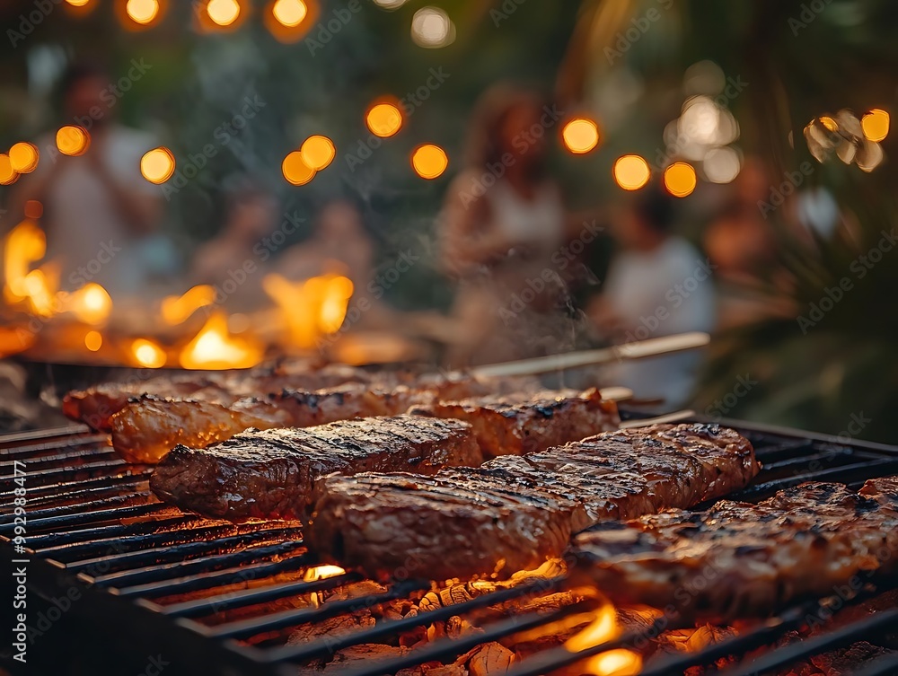 Delicious Steaks Sizzling on the Grill Photo Delicious Steaks Sizzling on the Grill Photo