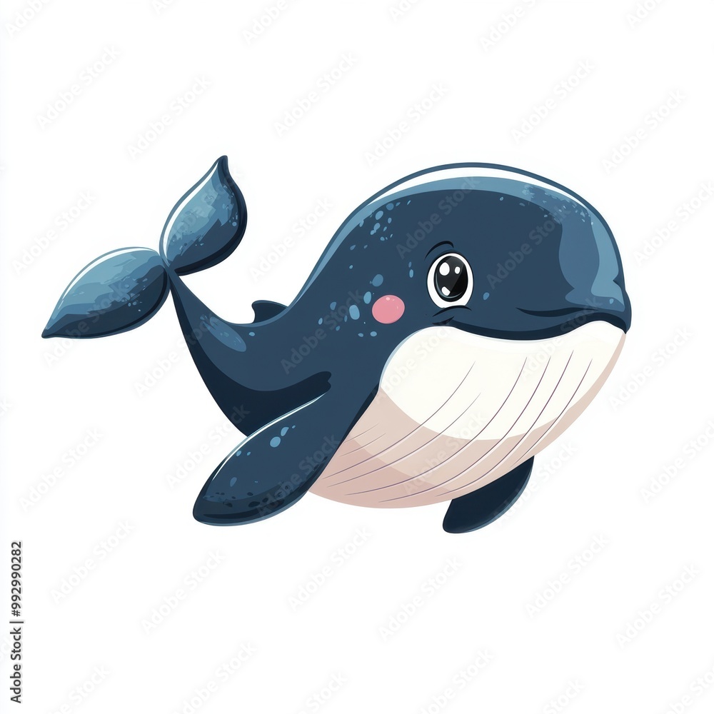Naklejka premium Cute Cartoon Whale.