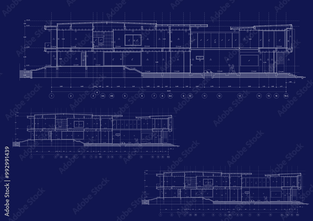 Fototapeta premium Floor plan designed building on the drawing.