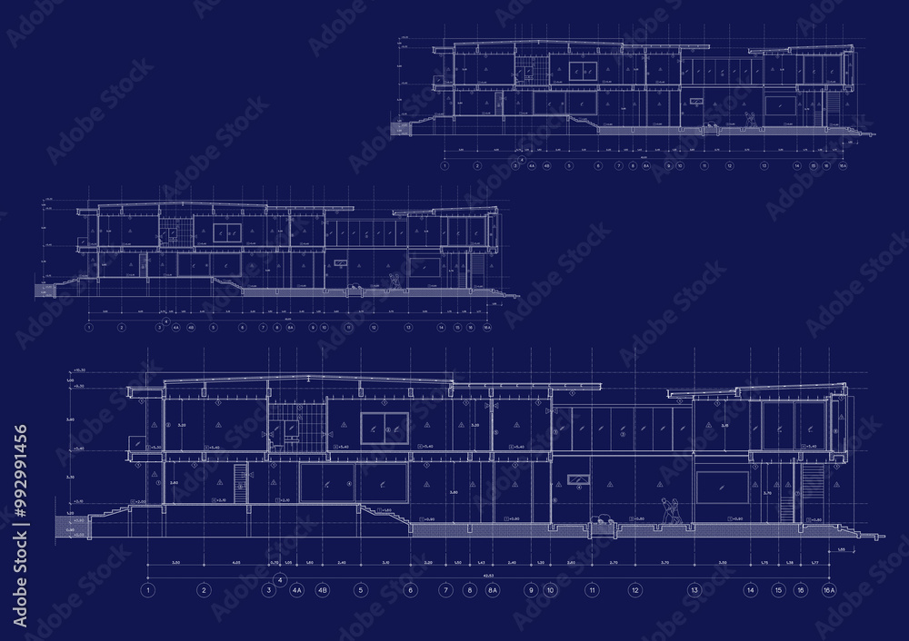 Floor plan designed building on the drawing. Floor plan designed building on the drawing.