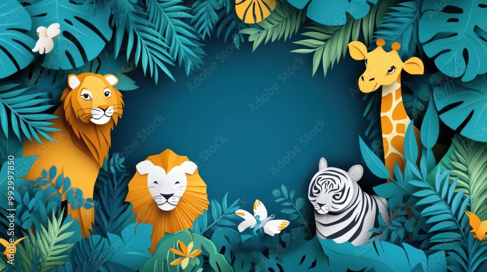 Jungle Animal Paper Art. Jungle Animal Paper Art.