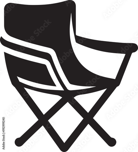 Camping chair Silhouette vector icon black and white