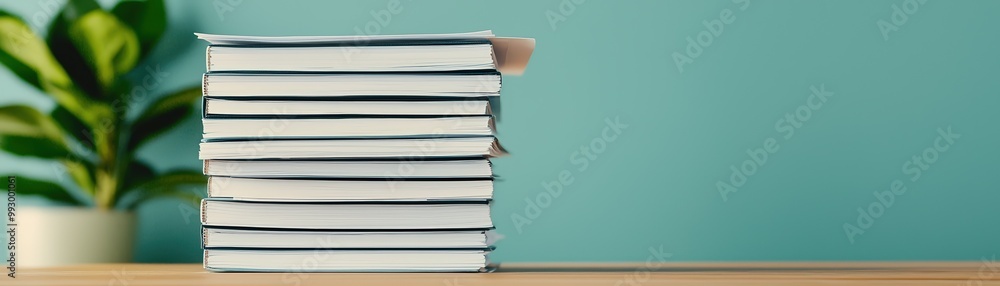 A stack of insurance claim documents, placed neatly on a wooden table in a minimalist, softly lit office space with green plants nearby A stack of insurance claim documents, placed neatly on a wooden table in a minimalist, softly lit office space with green plants nearby