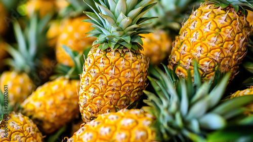 close up of pineapple on market