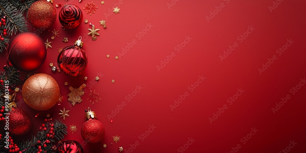 Merry Christmas and happy New Year red background with space for text. Christmas greeting card Merry Christmas and happy New Year red background with space for text. Christmas greeting card