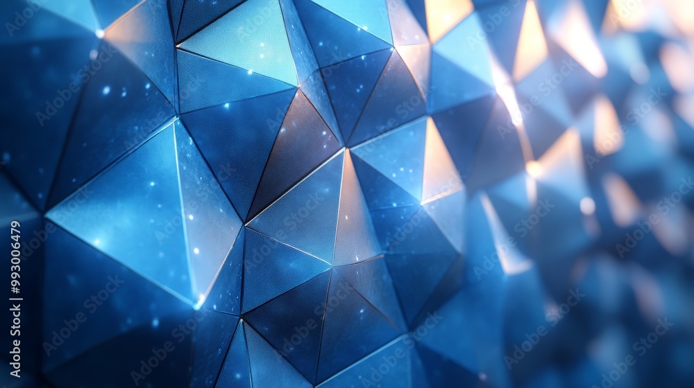 Abstract Blue Geometric Background with Shiny Accents Abstract Blue Geometric Background with Shiny Accents