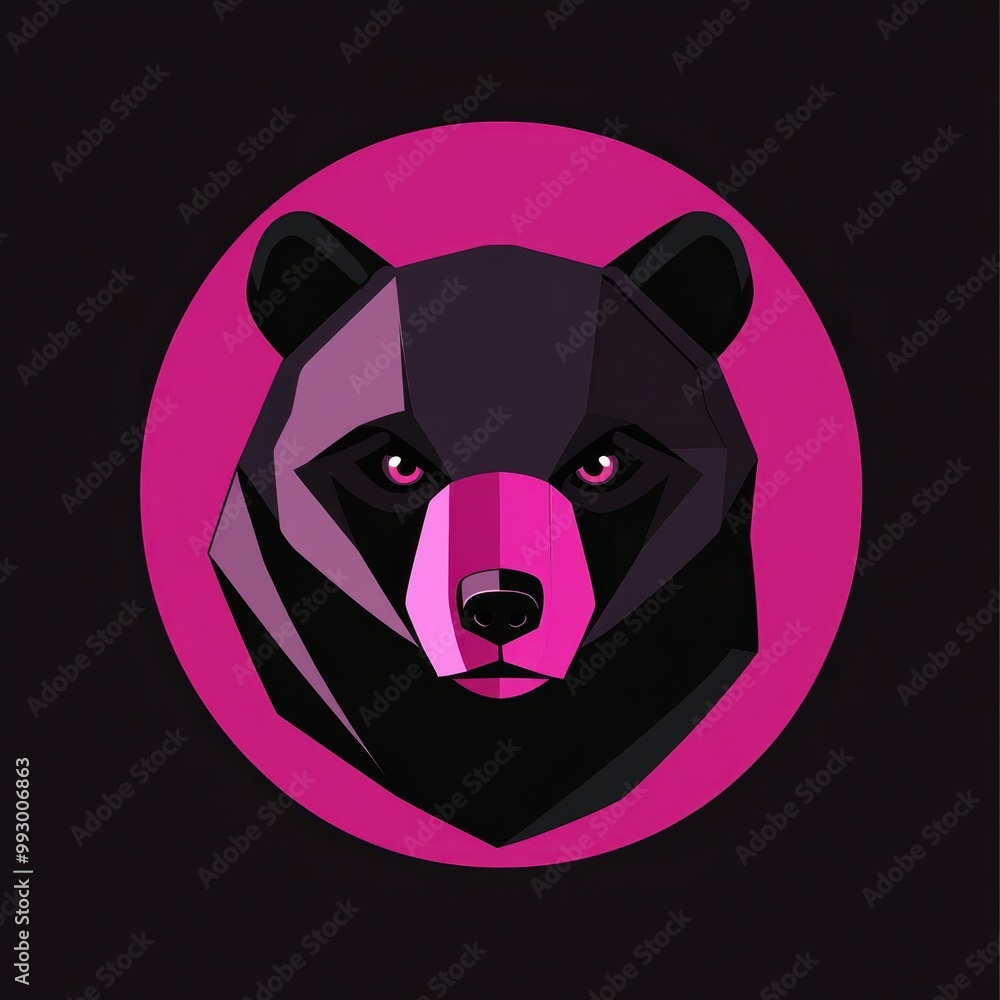 Bear Head Pink Circle. Bear Head Pink Circle.