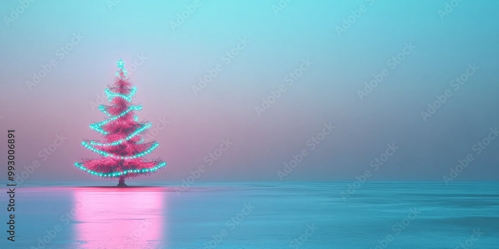 A vibrant Christmas tree glowing against a twilight backdrop with space for seasonal greetings A vibrant Christmas tree glowing against a twilight backdrop with space for seasonal greetings