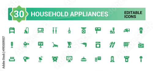 Household appliances icons set. Set of Home, Kitchen, Dishwasher filled icon set. Glyph icon set for web and ui. Solid icon set. Vector illustration.