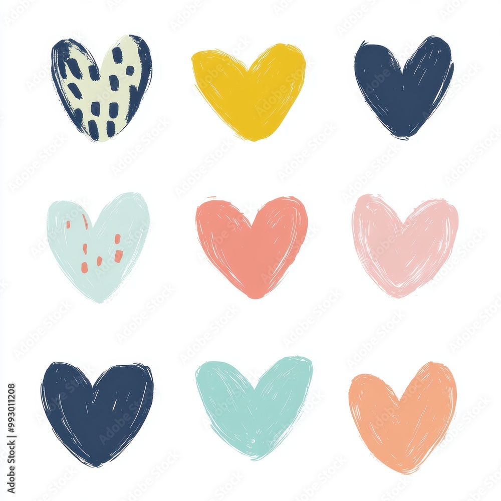 Hand Drawn Heart Set. Hand Drawn Heart Set.