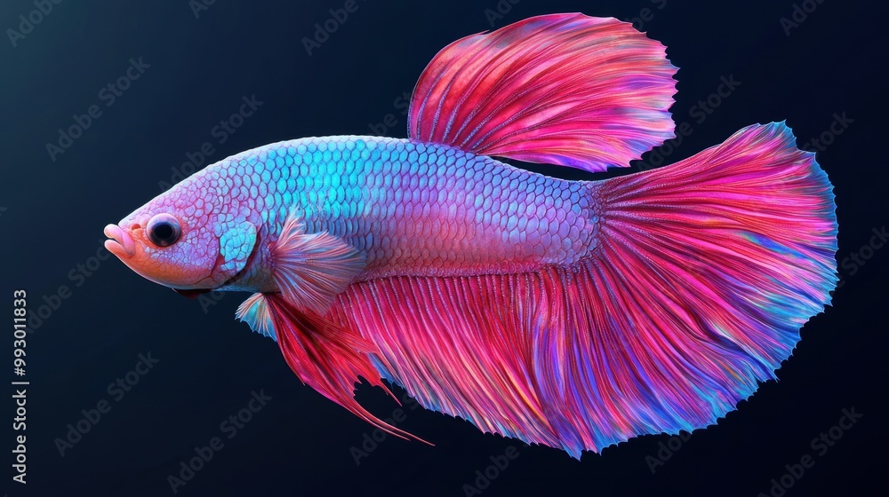 Vibrant betta fish, colorful fins gracefully flowing, on a dark background Vibrant betta fish, colorful fins gracefully flowing, on a dark background