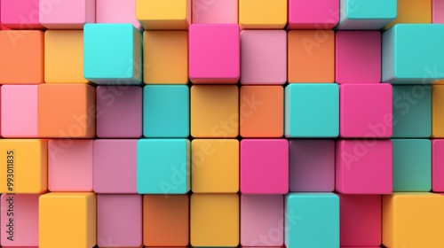 Colorful 3D cubes arranged in a vibrant pattern, isolated on a white background.
