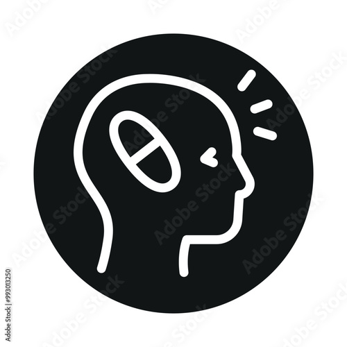 Antipsychotics line black icon. Vector isolated button.