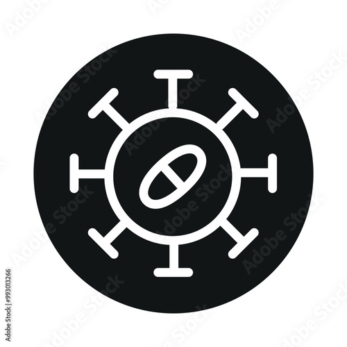 Antivirals line black icon. Vector isolated button.